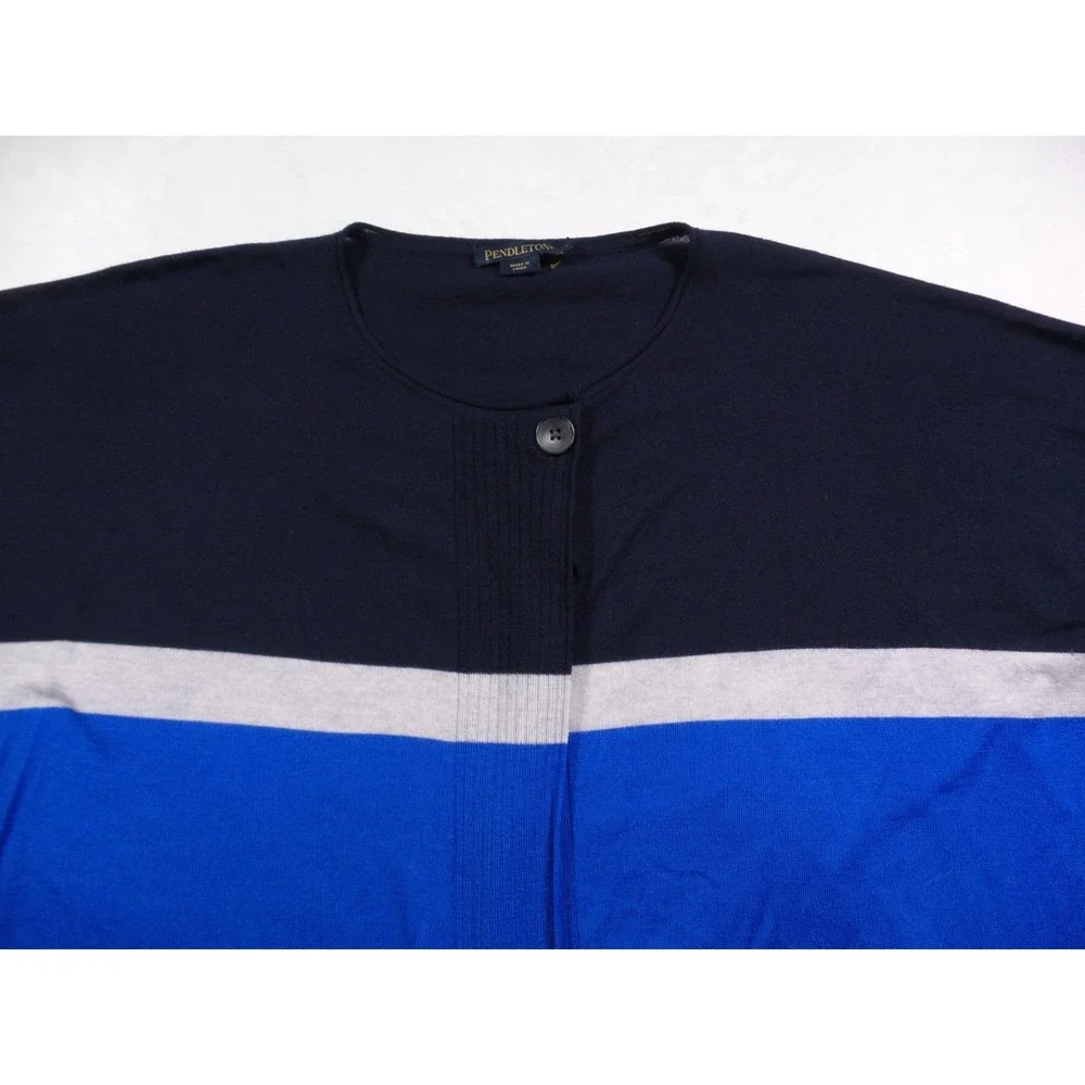 Pendleton Sweater Womens Size Large Blue Cardigan Single Button 100% Merino Wool